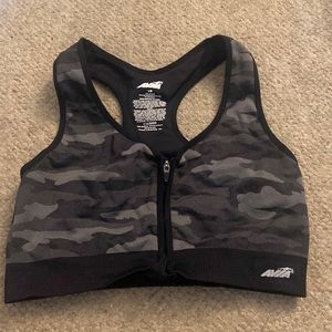 Black Camo Zip Sports Bra - Avia, Large